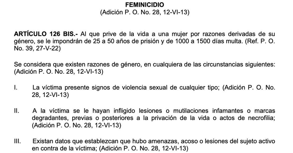 Reforma al delito de feminicidio en Querétaro.