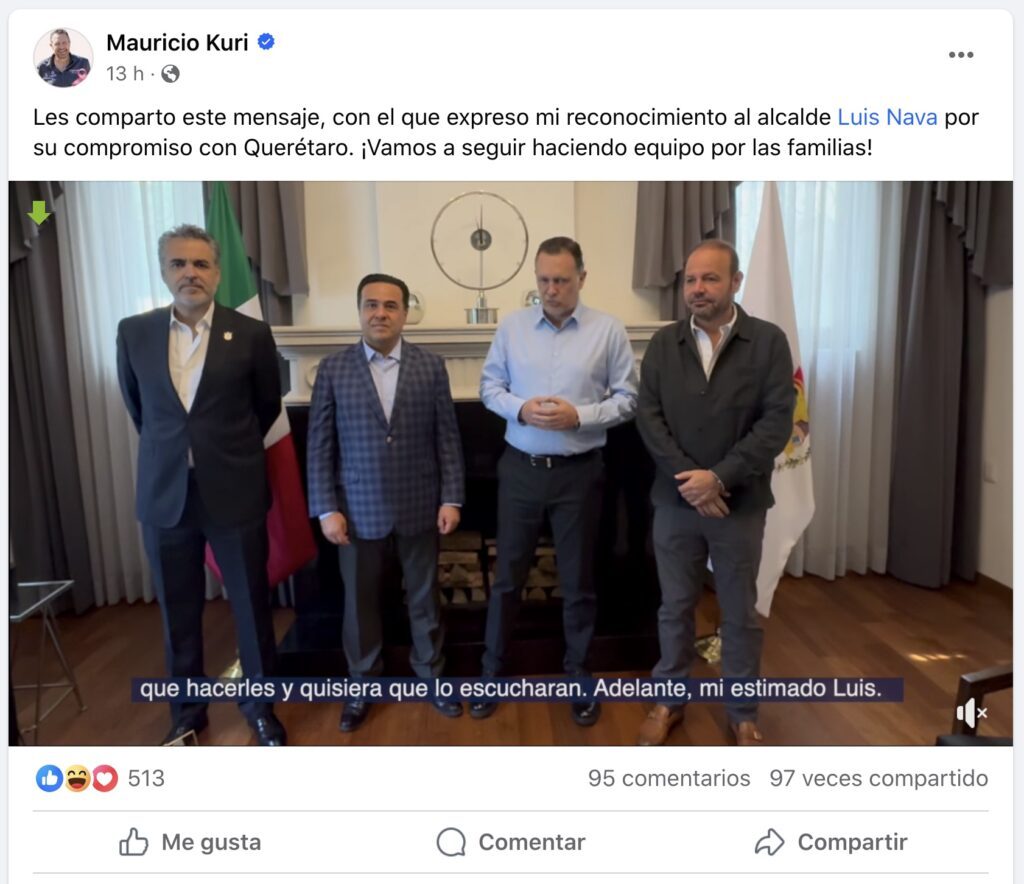 Captura anuncio del gobernador Mauricio Kuri González.