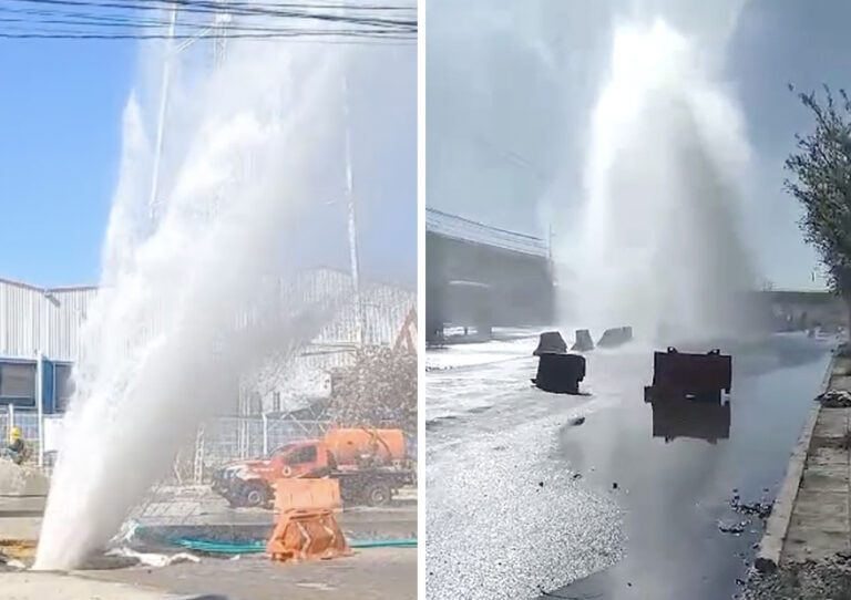 Fuga de agua en obras de Paseo 5 de Febrero Video