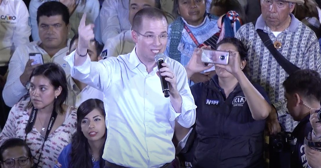 El panista Ricardo Anaya Cortés en su campaña de 2018.