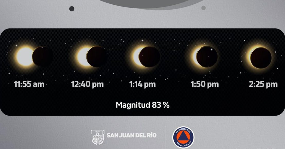 Informan cómo podrá apreciarse eclipse en San Juan del Río, Querétaro.
