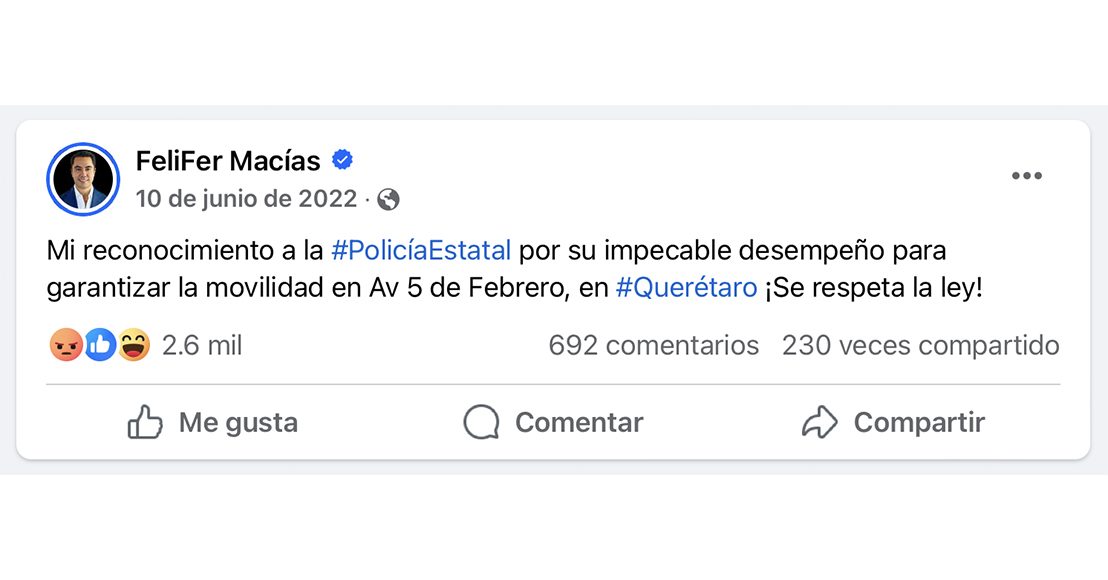 Felifer publicación de Facebook