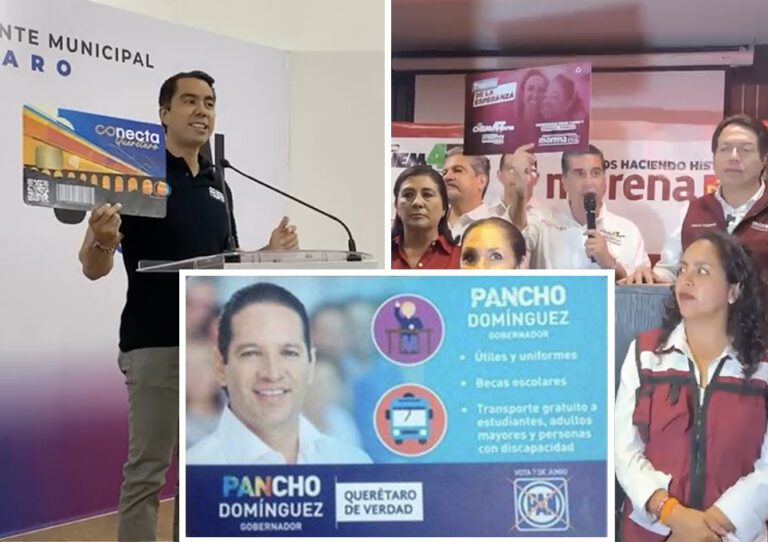 Tarjetas con supuestos apoyos de campaña en Querétaro.