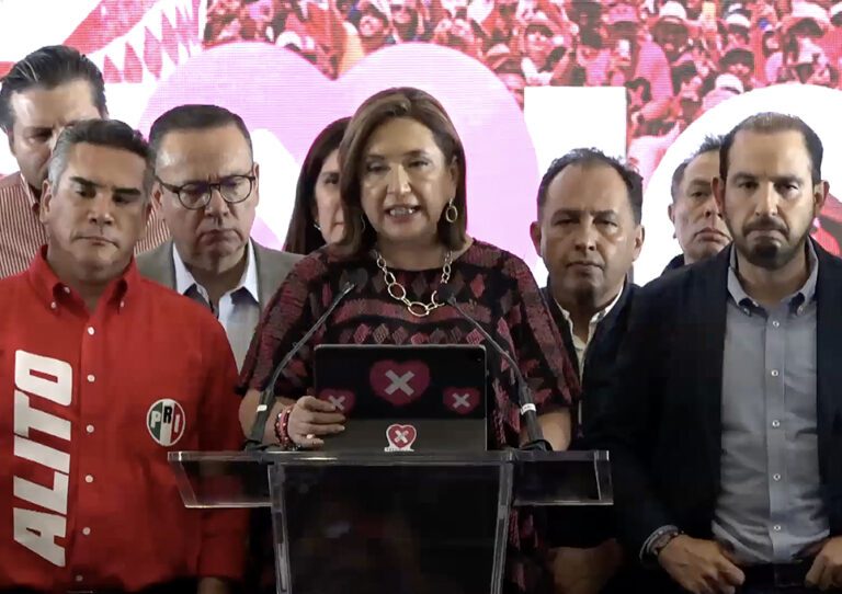 Alejandro Moreno Cárdenas, Xóchitl Gálvez Ruiz, Marko Cortés Mendoza.
