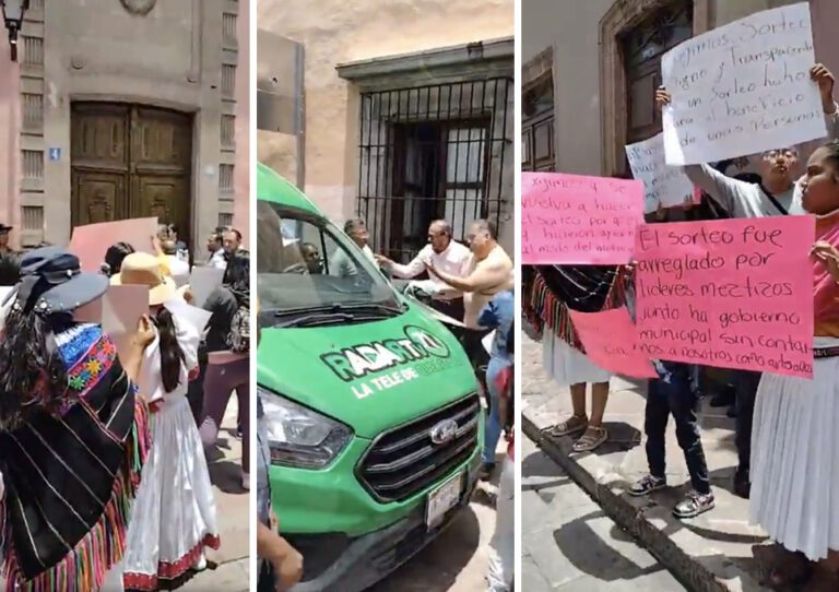 Protesta de comerciantes indígenas en la ciudad de Querétaro