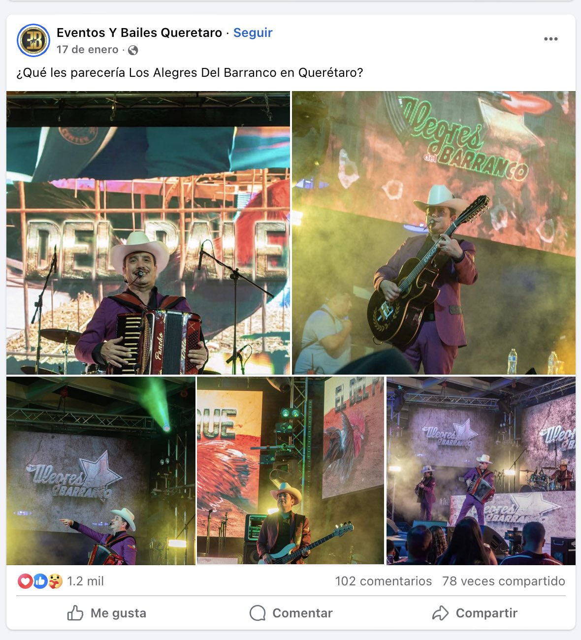 El 17 de enero se mencionó la posibilidad de la presentación de Los Alegres del Barranco