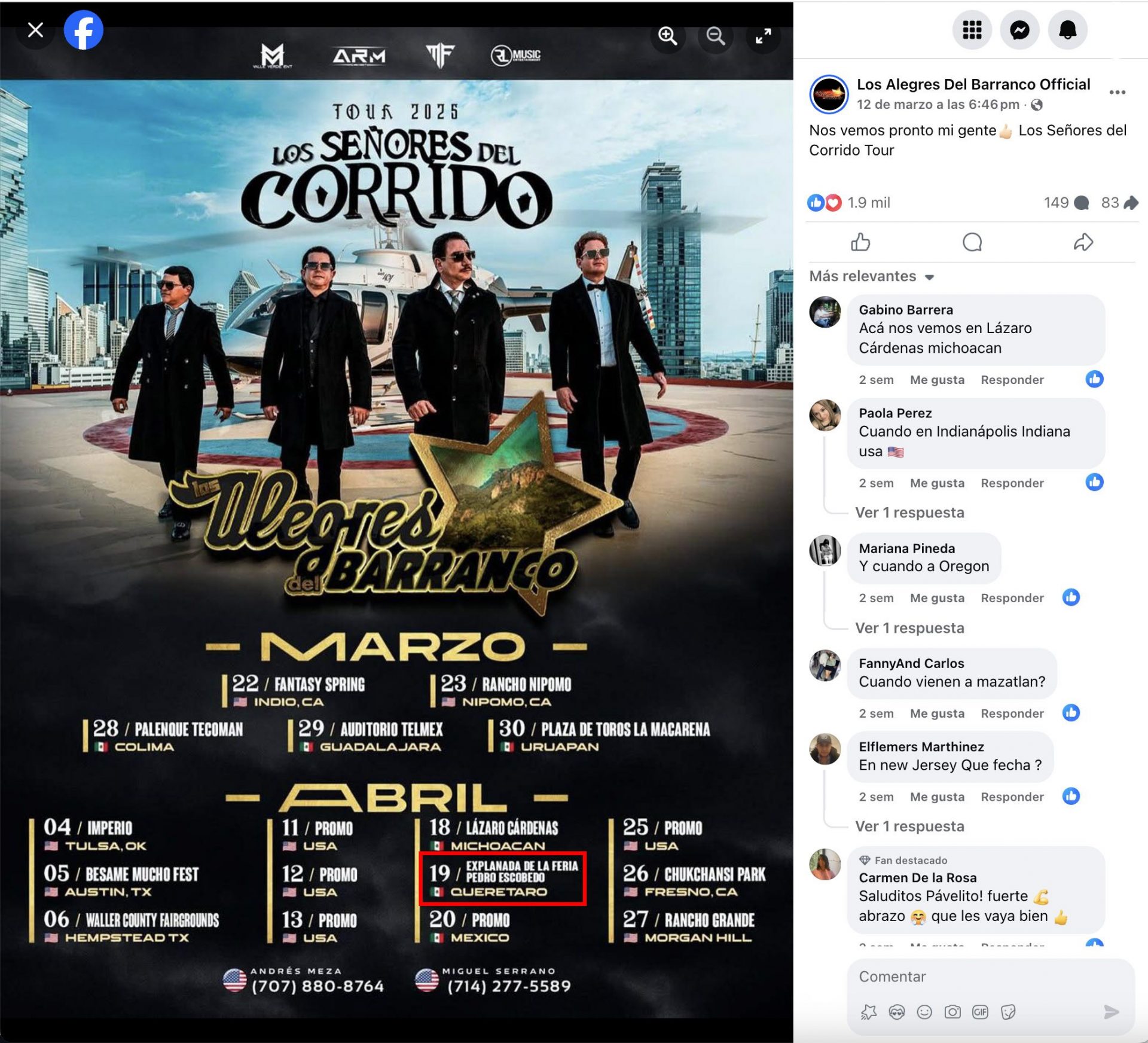 El 12 de marzo de 2025 la agrupación difundió las sedes y las fecha de su tour