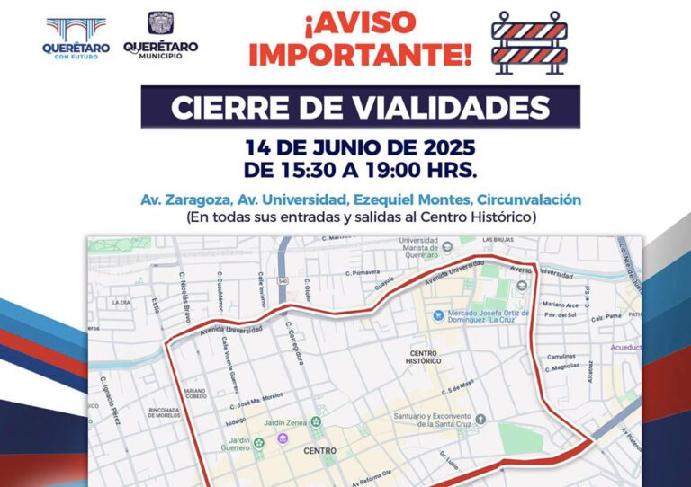 Municipio de Querétaro cierre de calles