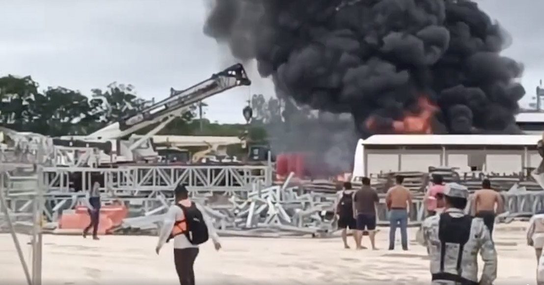 Explosión de pipa provocó incendio en campamento del tramo 6 del Tren Maya
