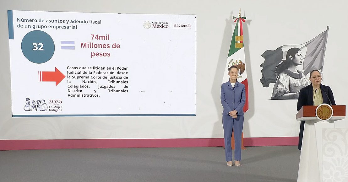 Exponen en la Mañanera adeudo de 74 mil millones de Grupo Salinas