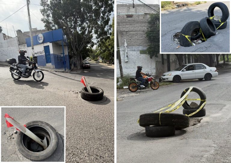 Querétaro: Alcantarillas sin tapa y socavones en calles
