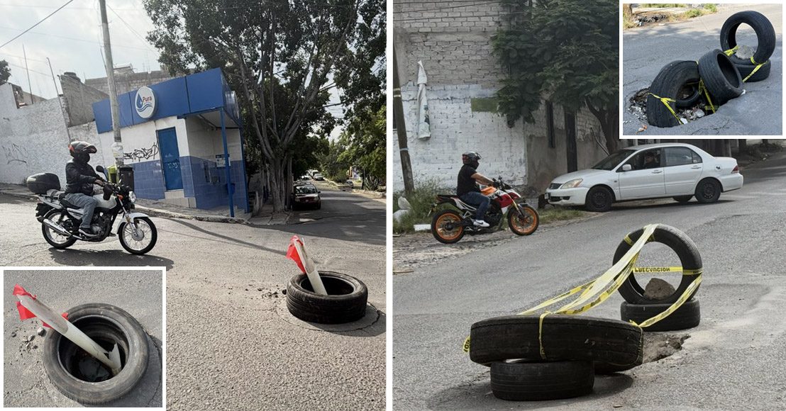 Querétaro: Otras dos trampas mortales igual que donde cayó el motociclista en Querétaro