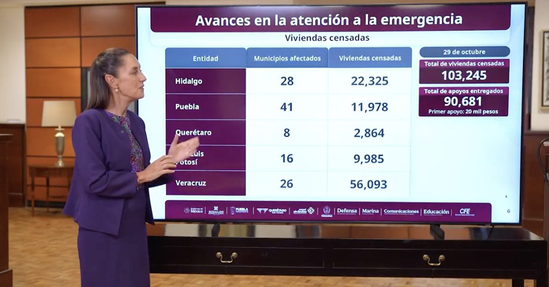 México: Sheinbaum anuncia segunda entrega de apoyos para familias afectadas por las lluvias