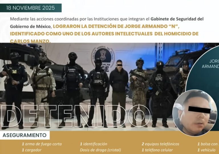 México: Detención de presunto autor intelectual Carlos Manzo