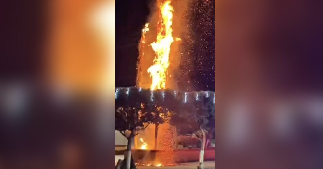 Querétaro: Graban incendio de árboles en Pedro Escobedo, lo atribuyen a pirotecnia durante festejo a la Virgen