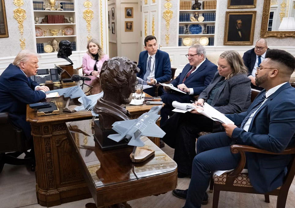 Presidente Donald Trump en entrevista con el periódico New York Times