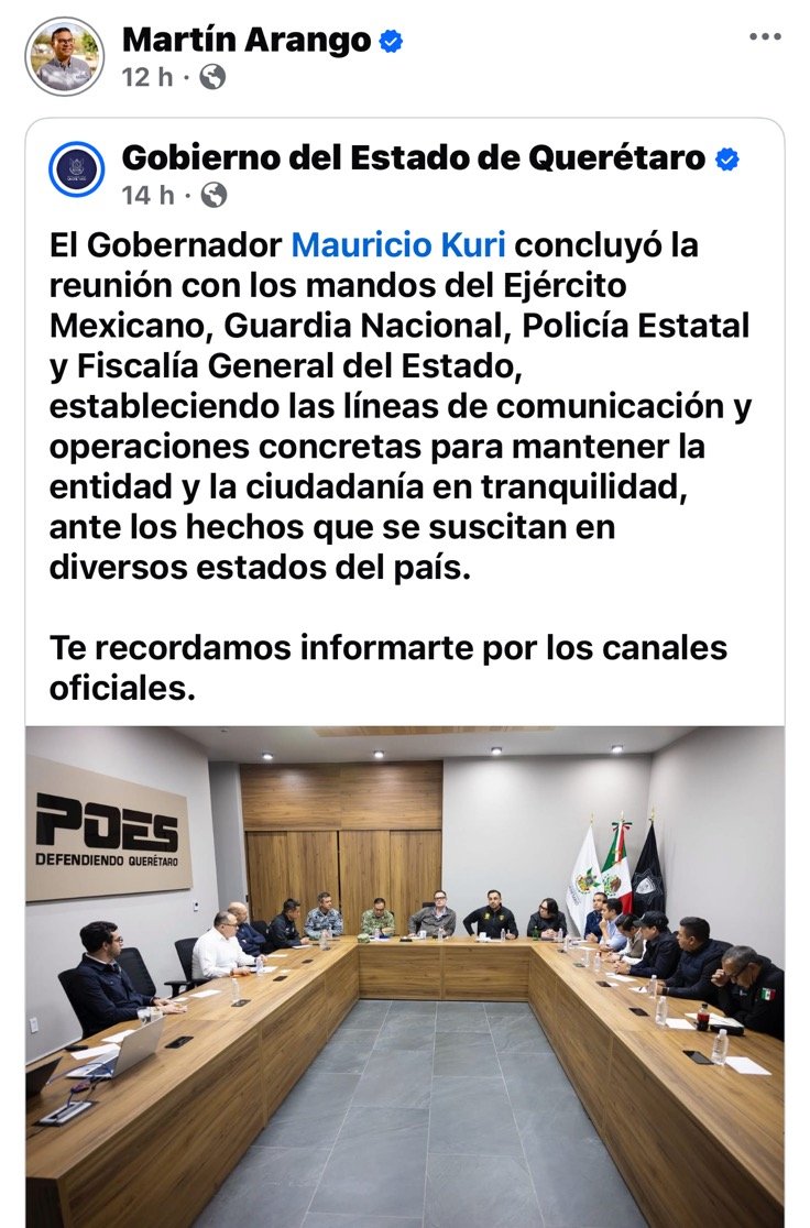 Publicación que compartió el dirigente del PAN en Querétaro