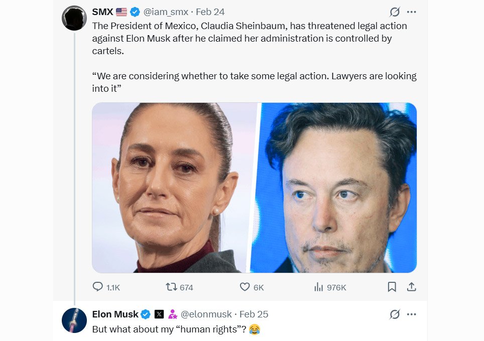 México: Claudia Sheinbaum y Elon Musk