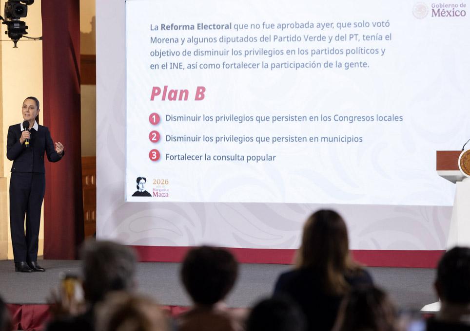 Presidenta Sheinbaum anuncia el Plan B de la reforma electoral