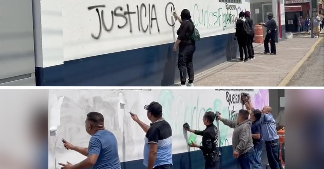 Querétaro: Pronta reacción, Borran pintas en Secretaría de Seguridad Pública de San Juan del Río tras marcha del 8M