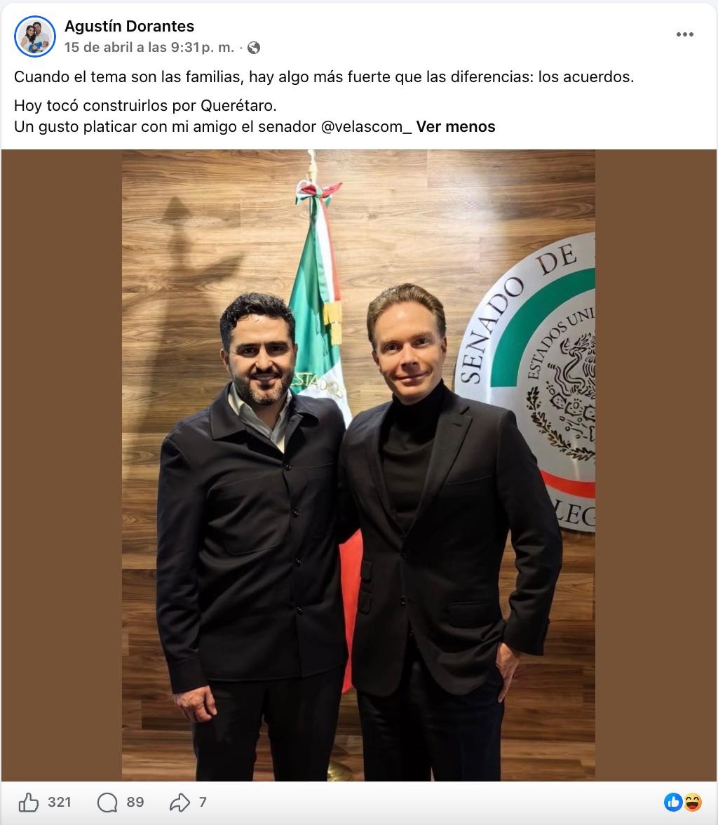 El senador del PAN, Agustín Dorantes, publicó esta fotografía en abril pasado