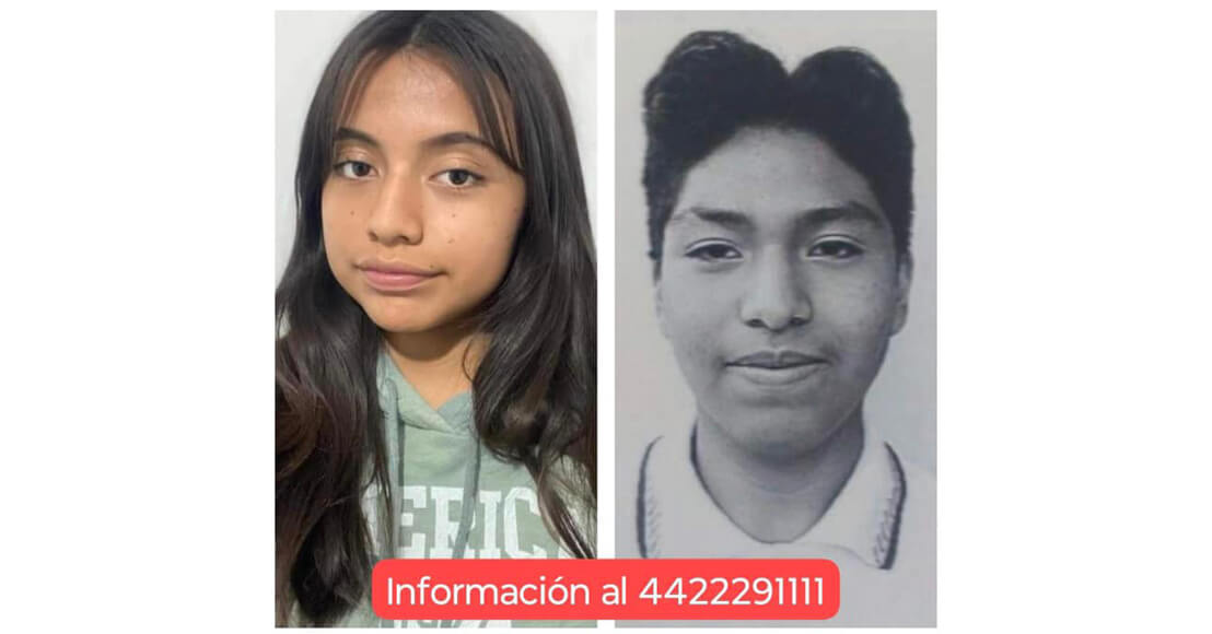 Buscan a dos adolescentes en Querétaro, son estudiantes.