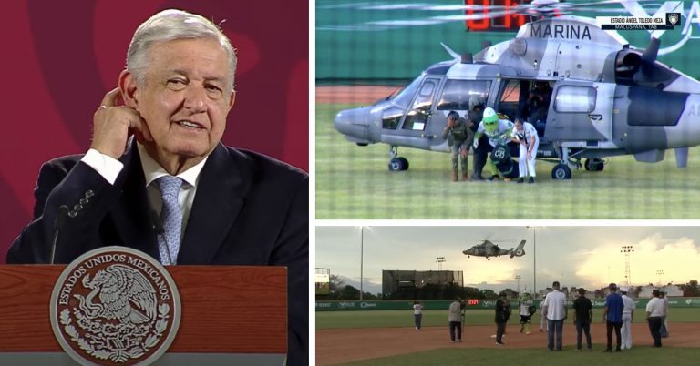 Justifica AMLO uso de helicóptero de Marina para juego de uno de sus equipos “favoritos” de beisbol