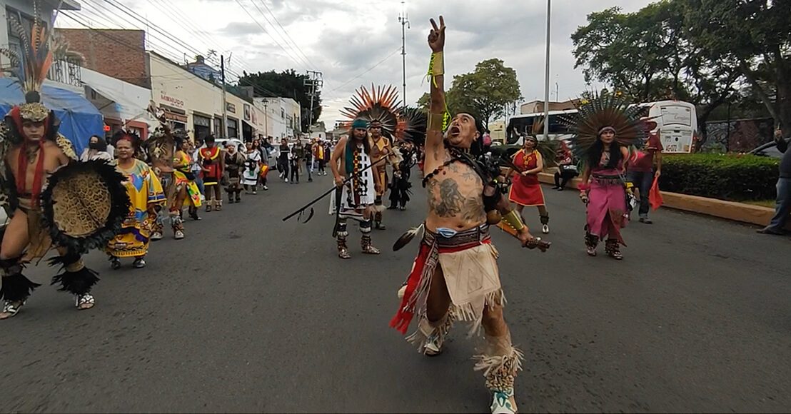 Danza de concheros en la ciudad de Querétaro.