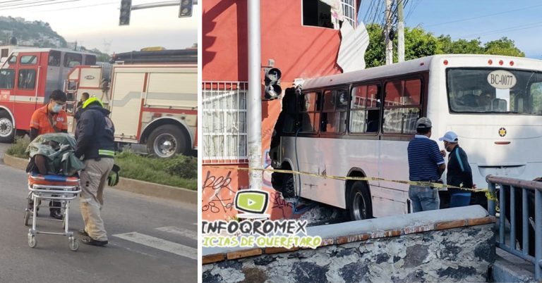 Reportan traslado de 4 personas al hospital, tras choque de unidad de transporte público