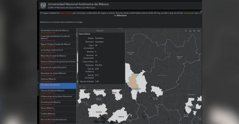 UNAM ofrece sitio interactivo sobre avance de Covid-19