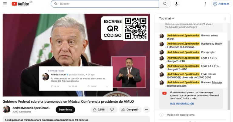 Hacen fraude con supuesta conferencia en vivo de AMLO